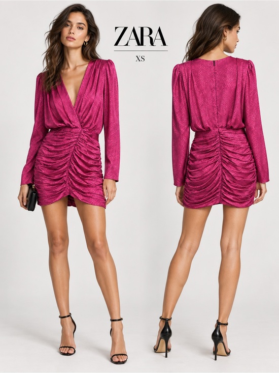 Zara Dresses & Skirts - Zara Pink and Black Polka Dot Mini Dress